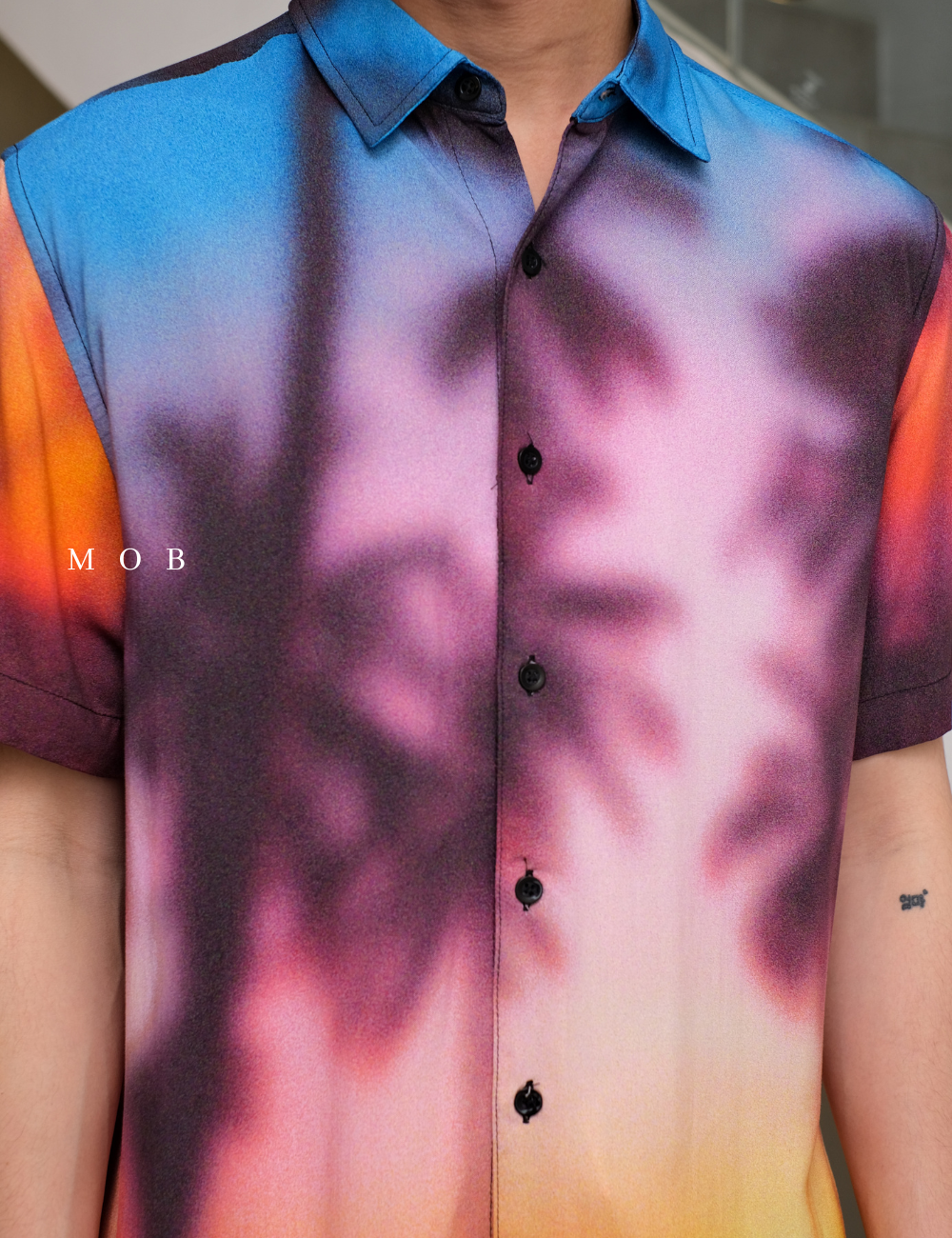 GSSSS01001 Eco Rayon Blurred Palms Shirt