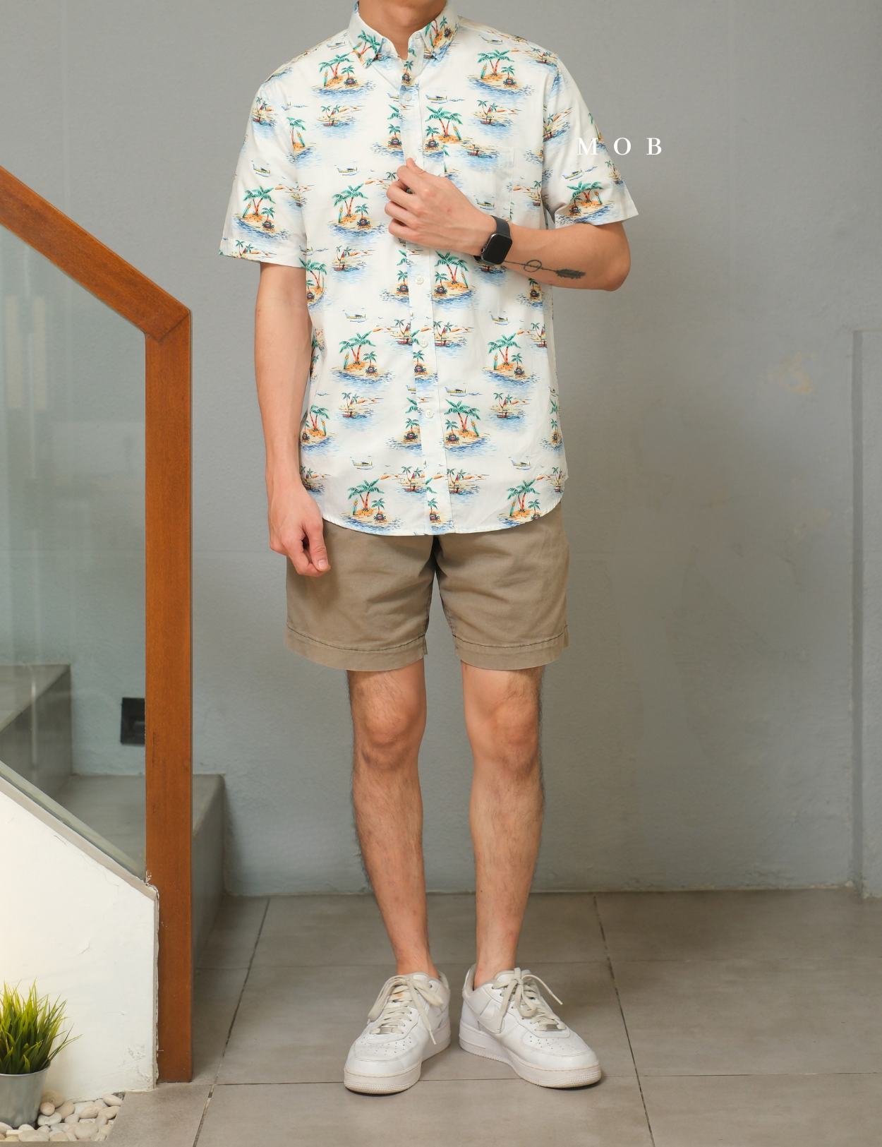 CLRSSS03005 Palm Tree Islands SS Shirt White