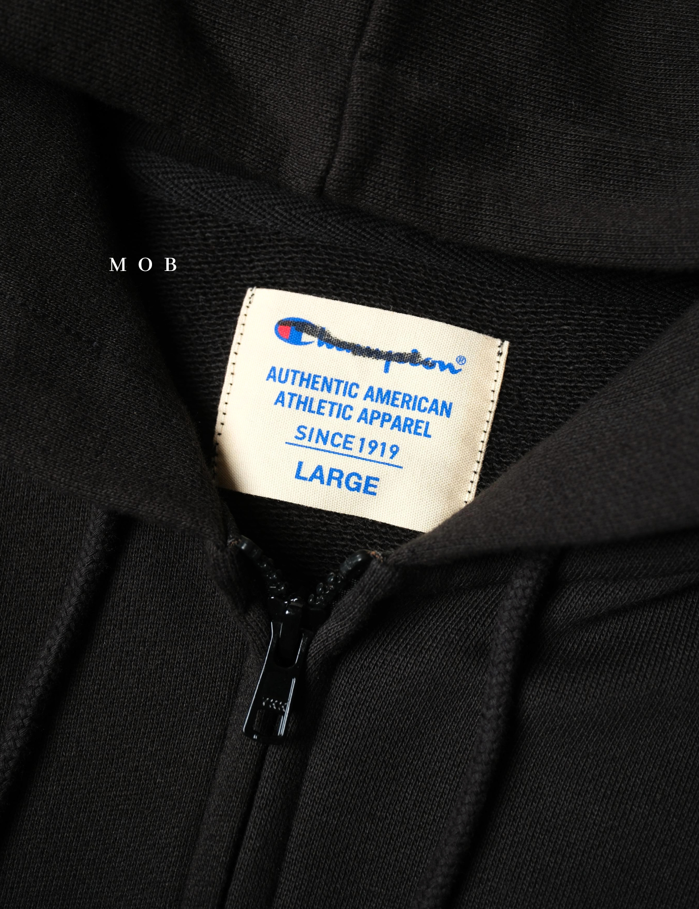 CHMPFZ04003 Script Logo Full Zip Hoodie Black