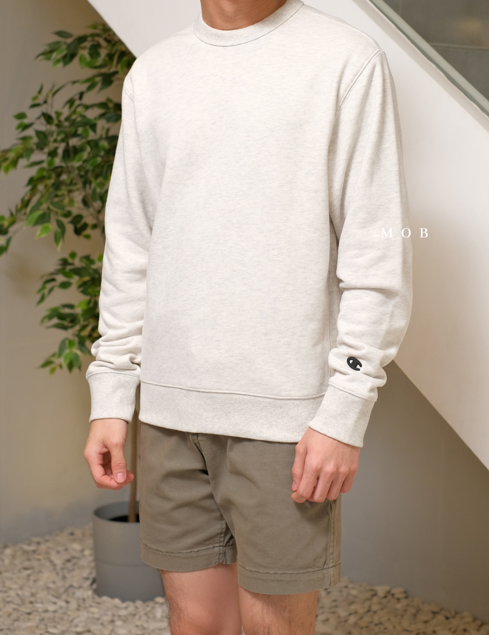 CHMPSW06003B Premium Weave Crew Light Beige
