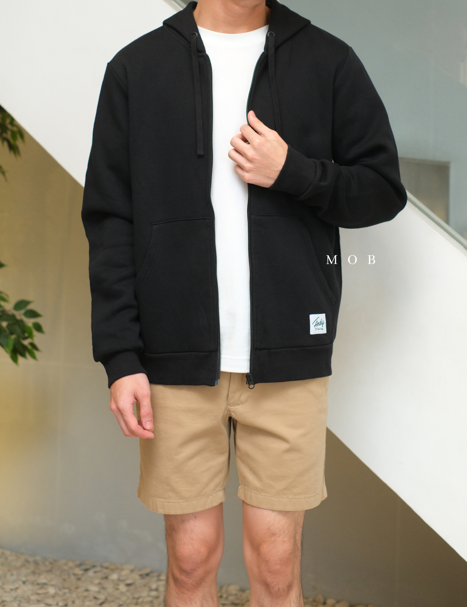 ANDFZ01001 Basic Full Zipper Hoodie Black