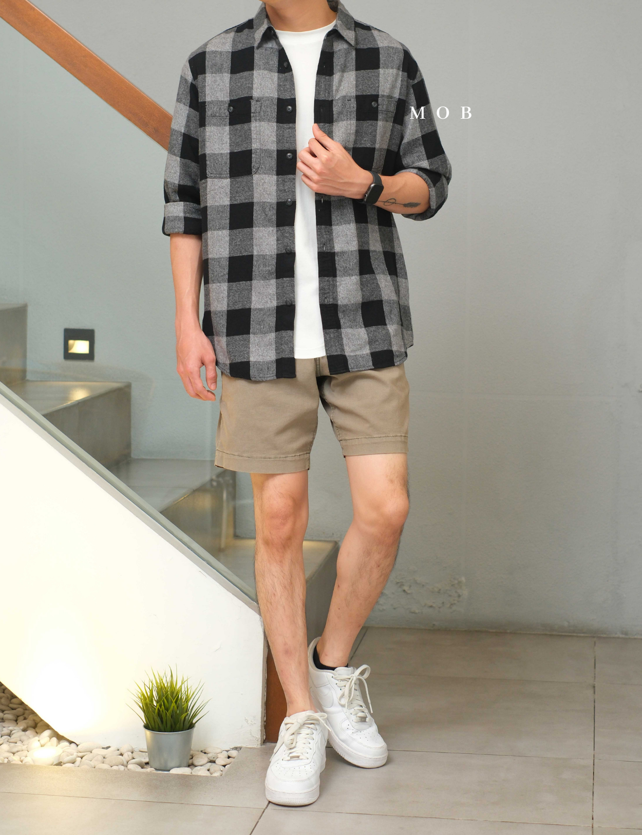 SNMLSS01005A Super Soft Flannel LS Shirt Black Grey Plaid