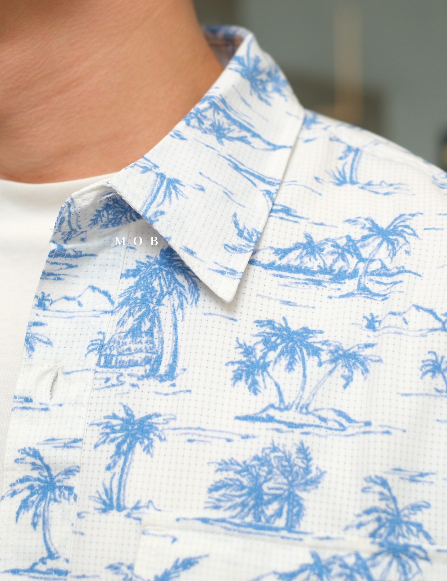 CNBSSS03003 Quick Dry Classic Fit SS Shirt Palm Tree White
