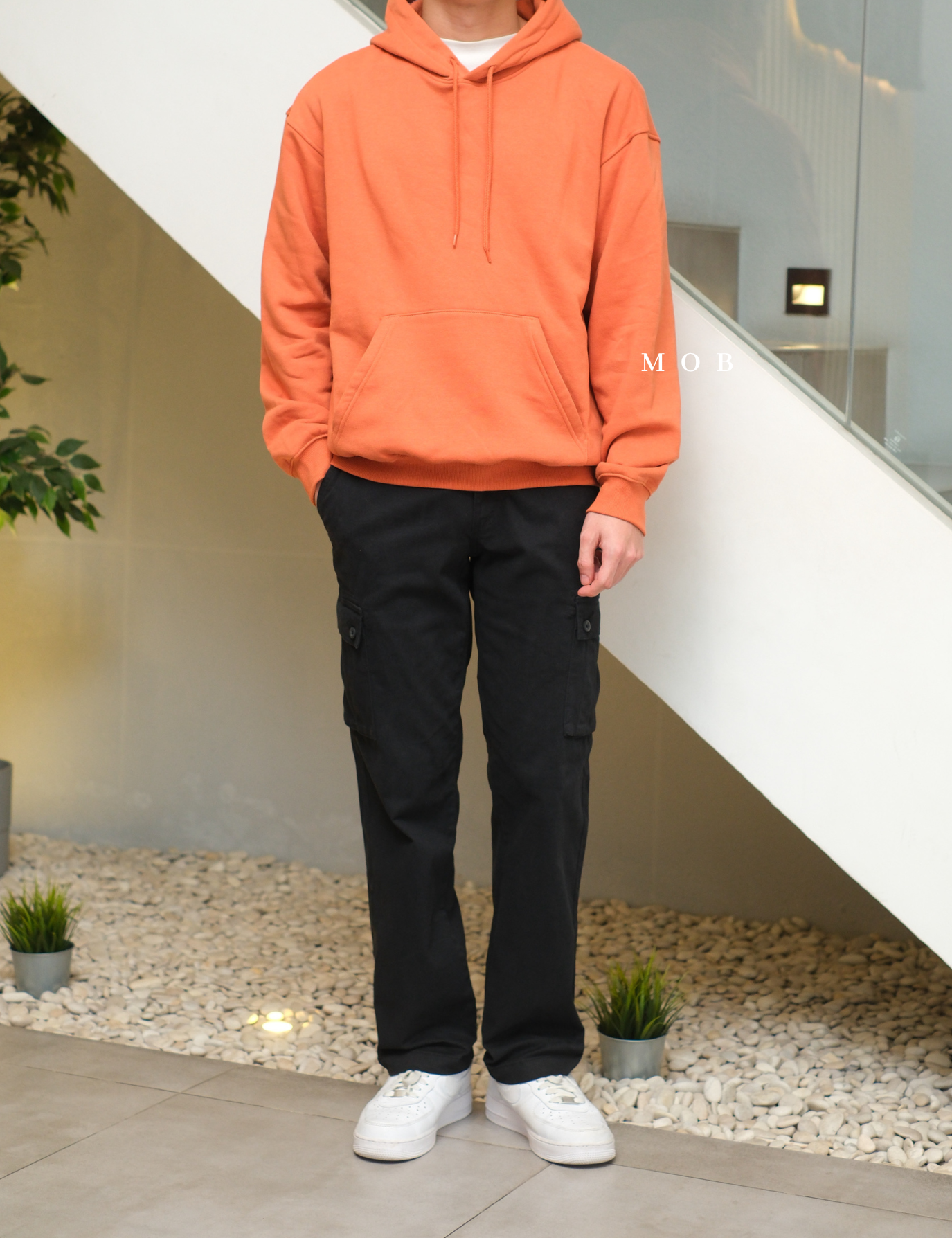 HMHOD03001D RELAXED FIT Pullover Hoodie Orange