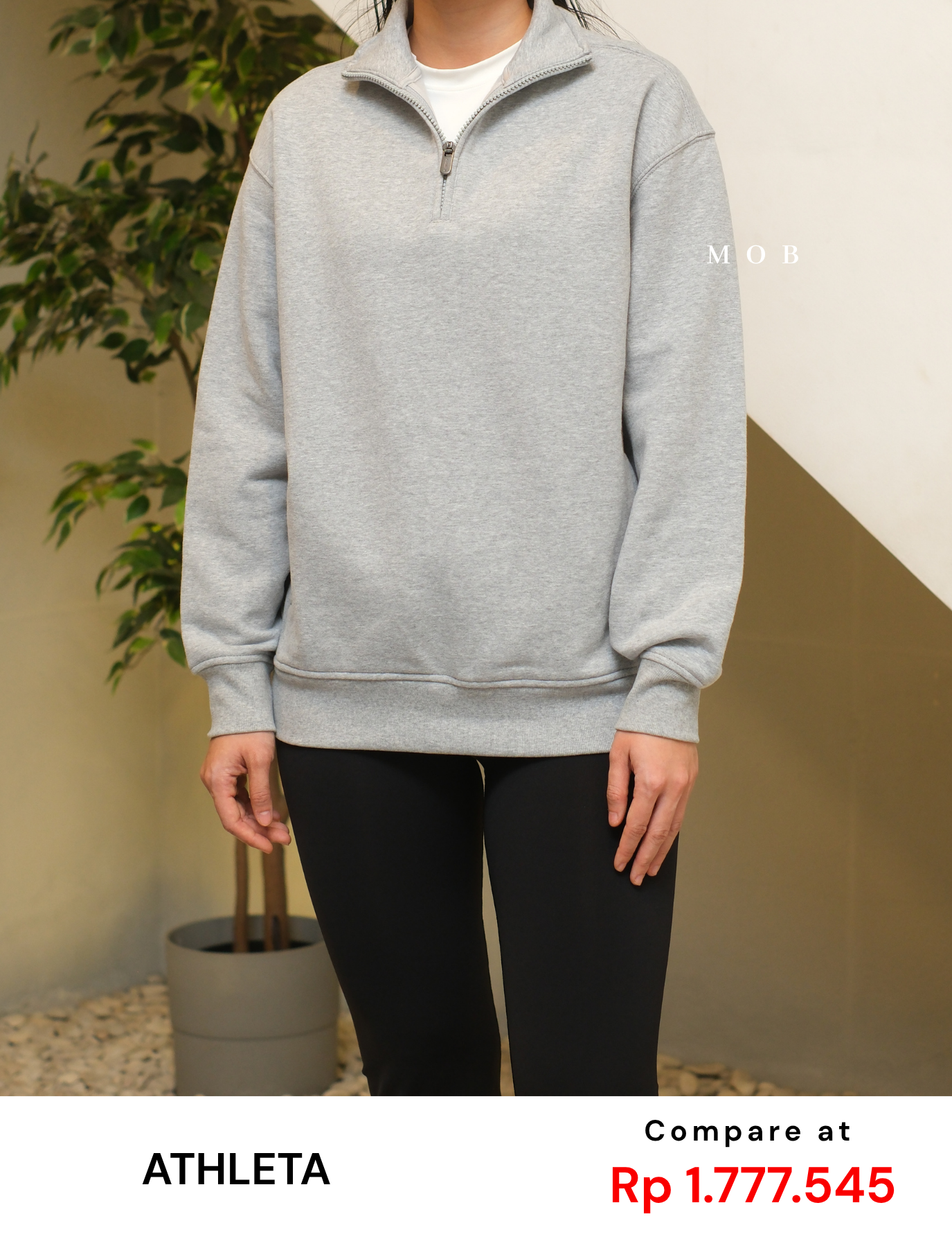 ATHSW02001A Forever Fleece 1/4 Zip Sweatshirt Grey Misty