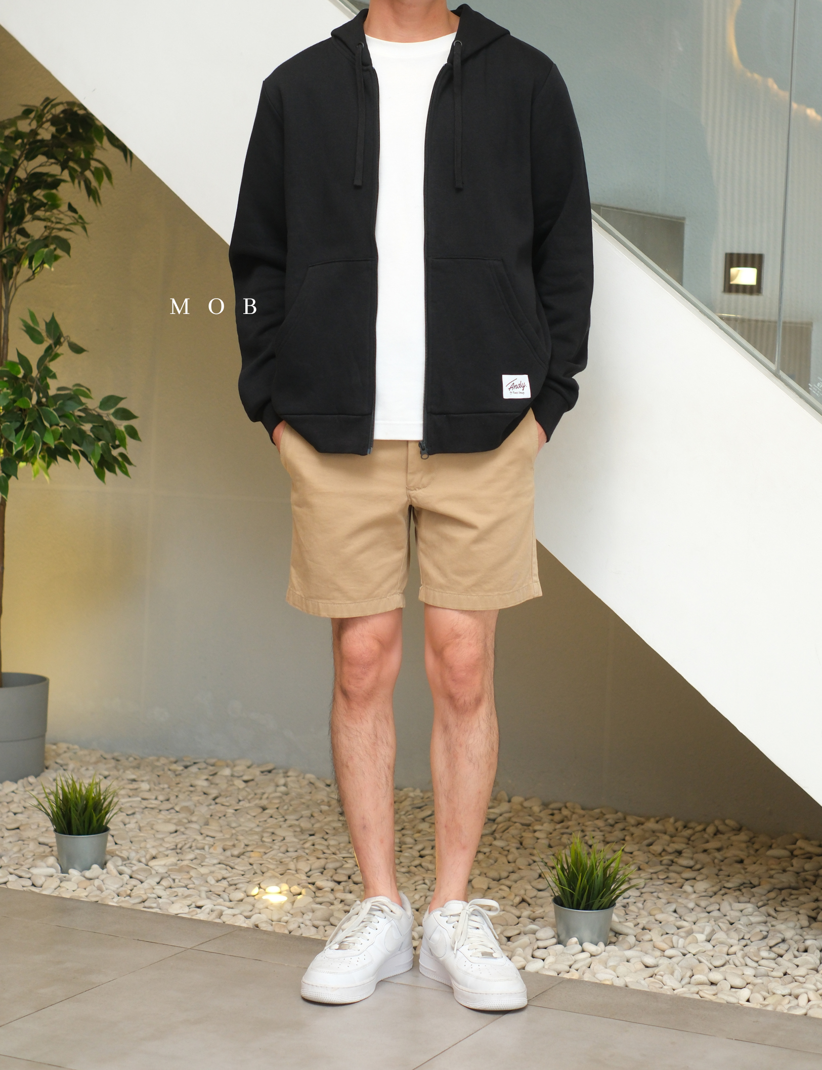 ANDFZ01001 Basic Full Zipper Hoodie Black