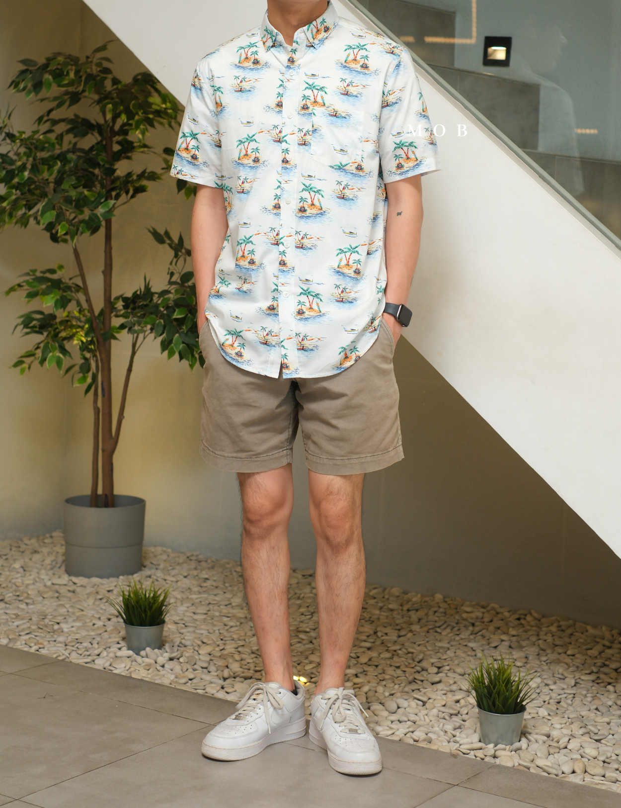CLRSSS03005 Palm Tree Islands SS Shirt White