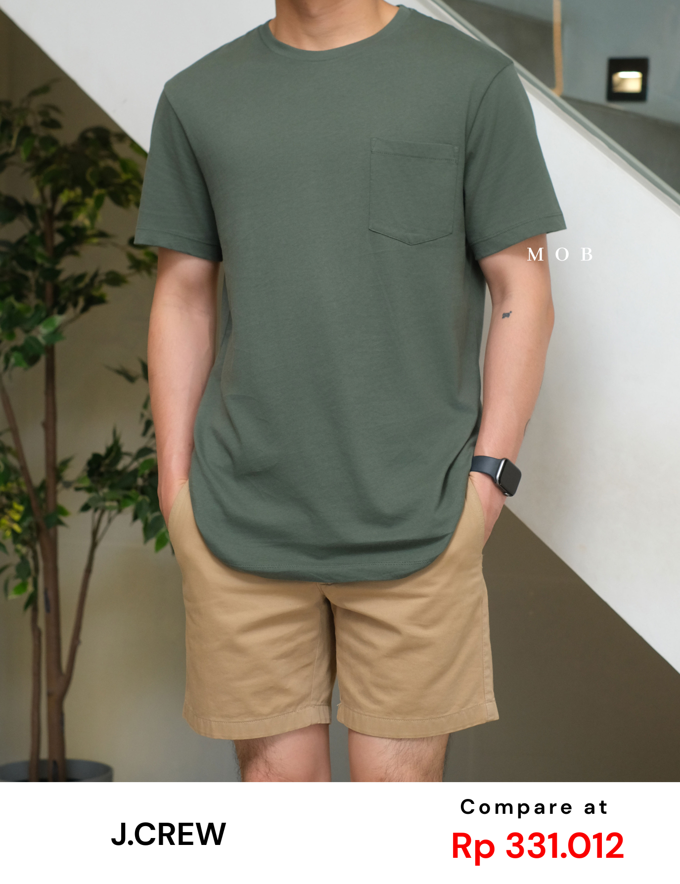 JCSST01002 Slim Washed Pocket Tee Olive
