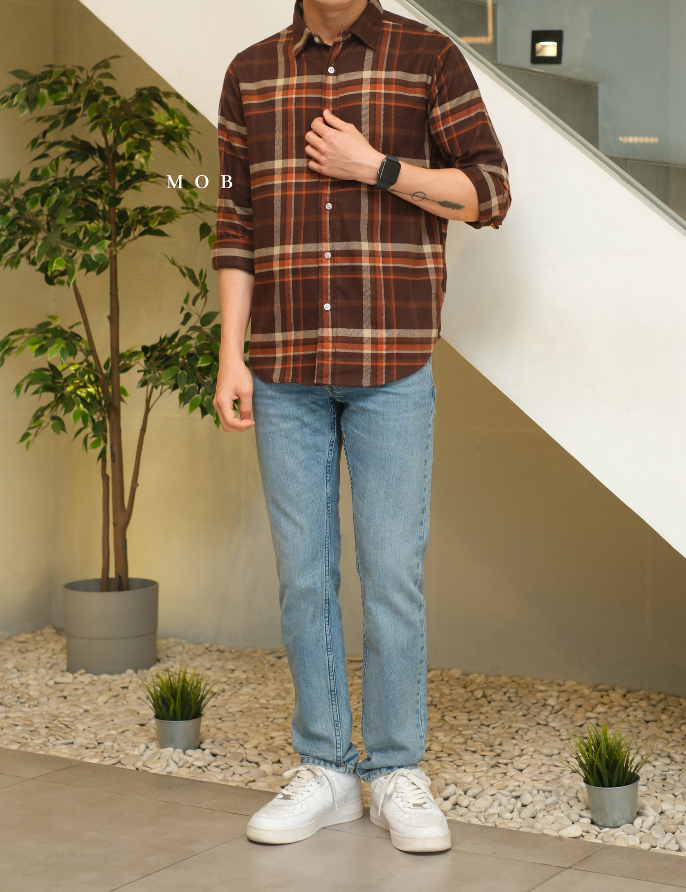 SPLLSS04001 Flannel LS Shirt Brown Plaid