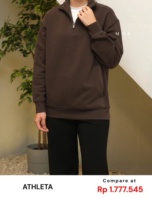 Image of ATHSW02001B Forever Fleece 1/4 Zip Sweatshirt Dark Brown