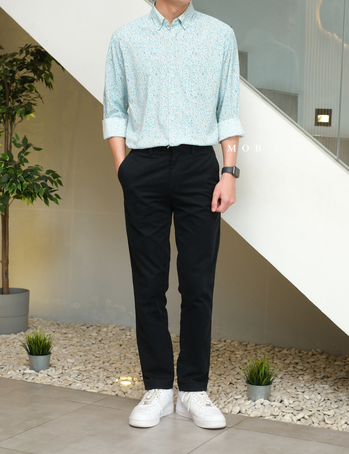 TORLSS01007A Printed LS Shirt Caleste Blue Fish