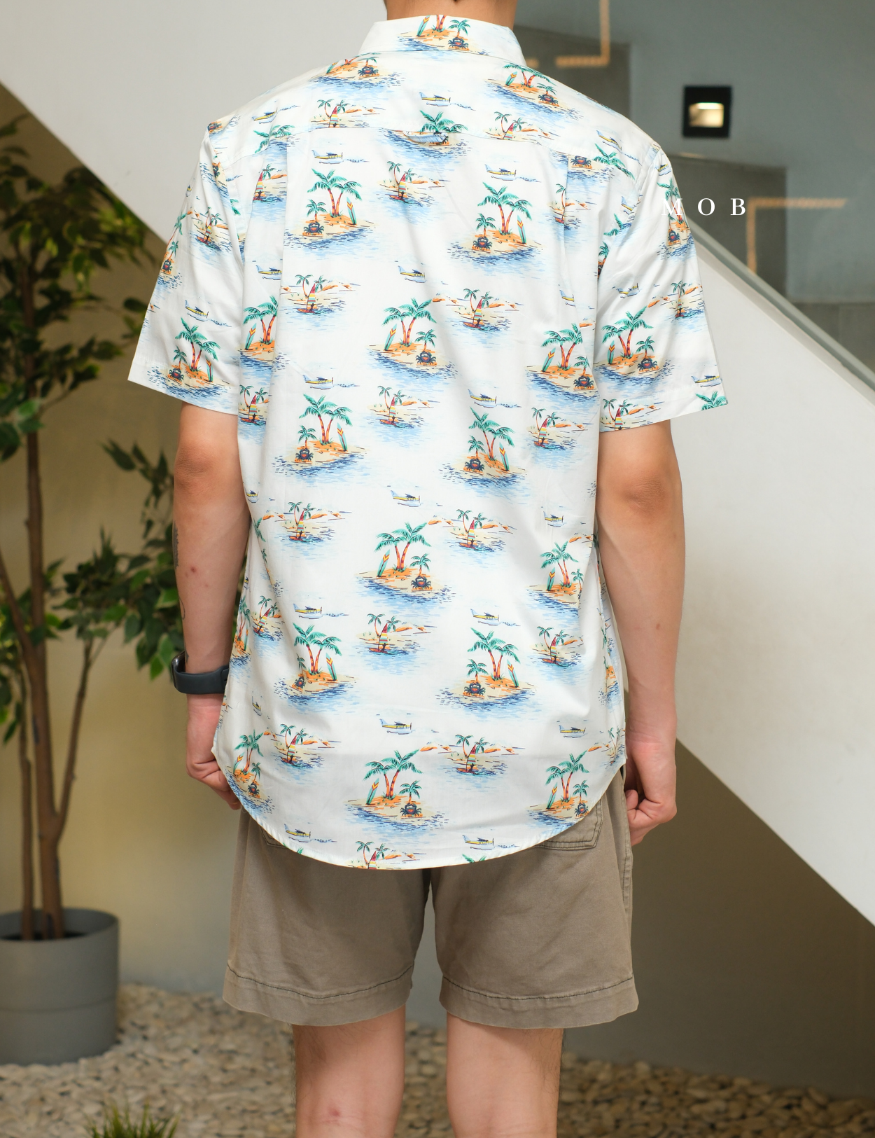 CLRSSS03005 Palm Tree Islands SS Shirt White
