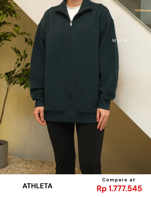 Image of ATHSW02001C Forever Fleece 1/4 Zip Sweatshirt Emerald Green