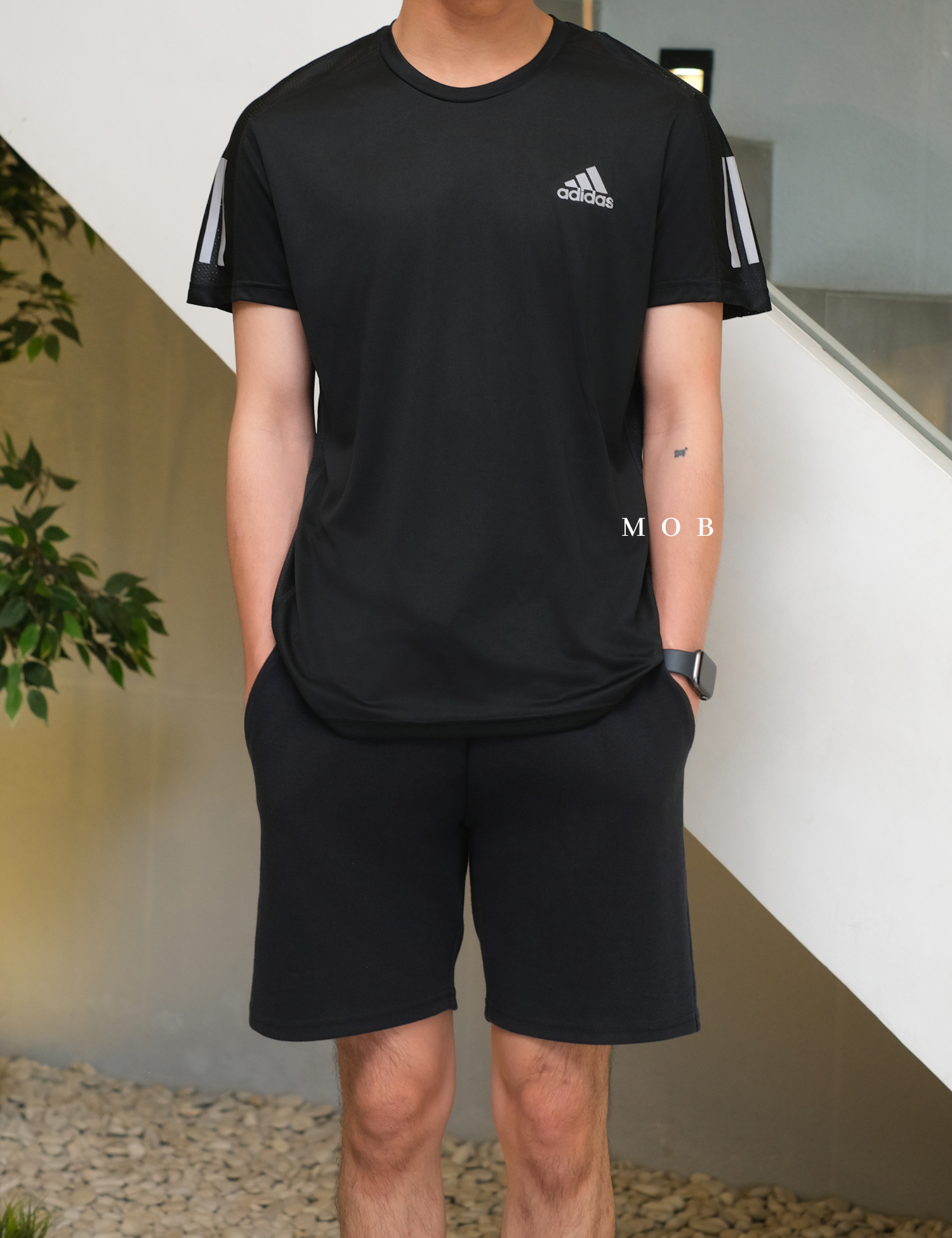 ADDSSST07004B Own The Run SS Tee SIDE Aeroready Black (M ONLY)