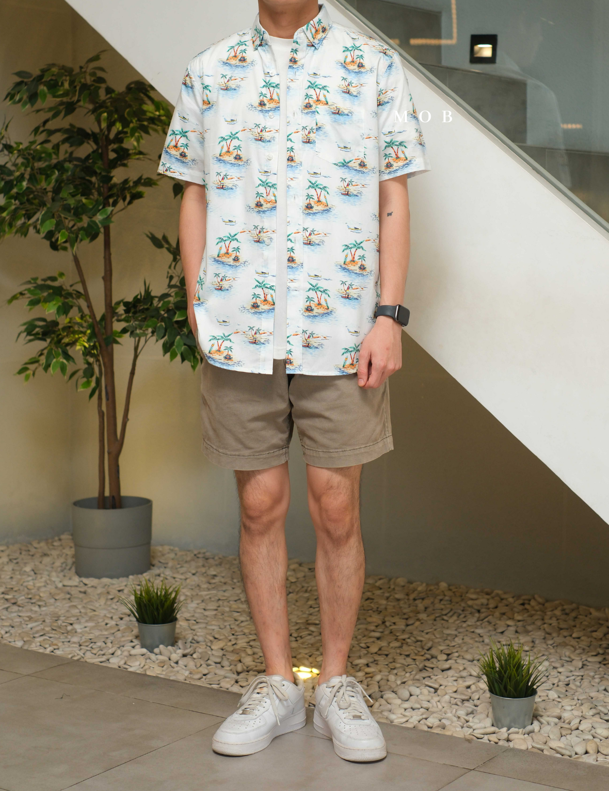 CLRSSS03005 Palm Tree Islands SS Shirt White