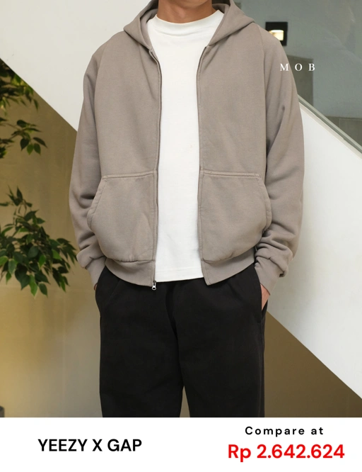 Image of [FAST PRE-ORDER] YZHOD03003B Yeezy x Gap Full Zipper Boxy Hoodie Grey Washed