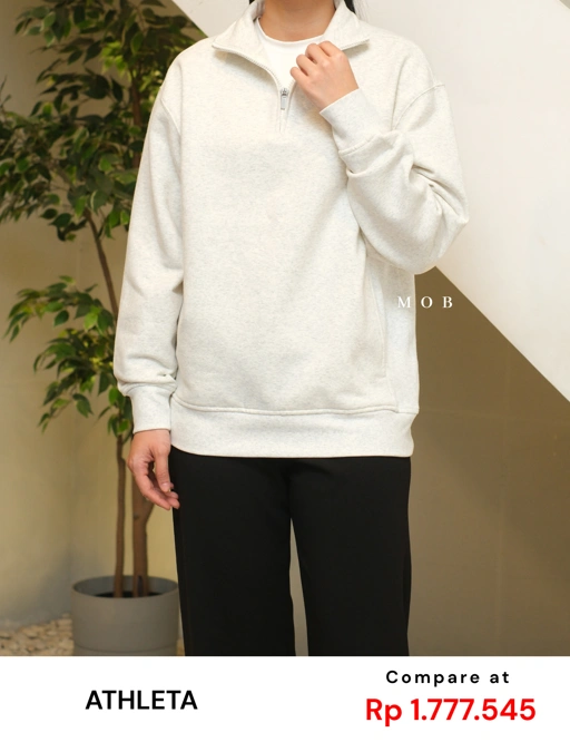 Image of ATHSW02002A Forever Fleece 1/4 Zip Sweatshirt Ivory Misty