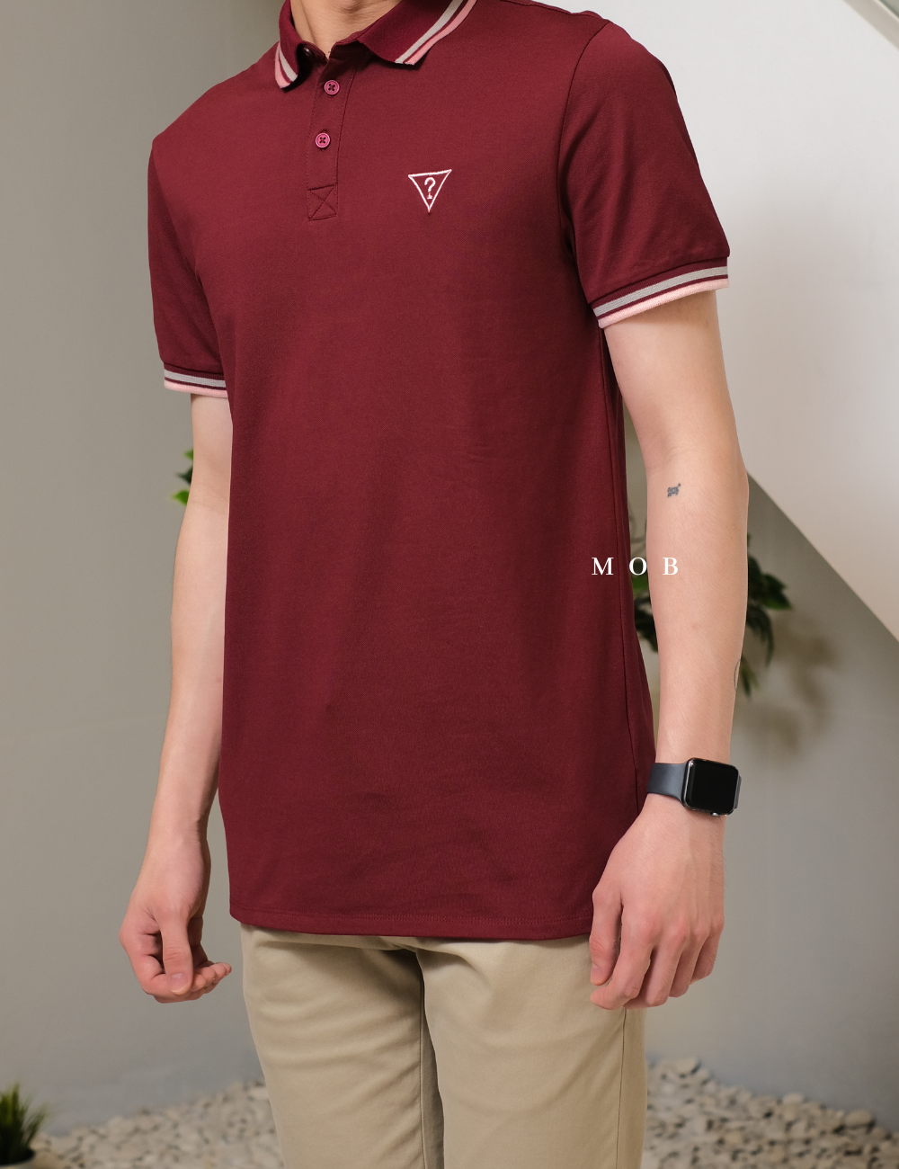 GSSPS01001G Pique Triangle Logo Polo Maroon