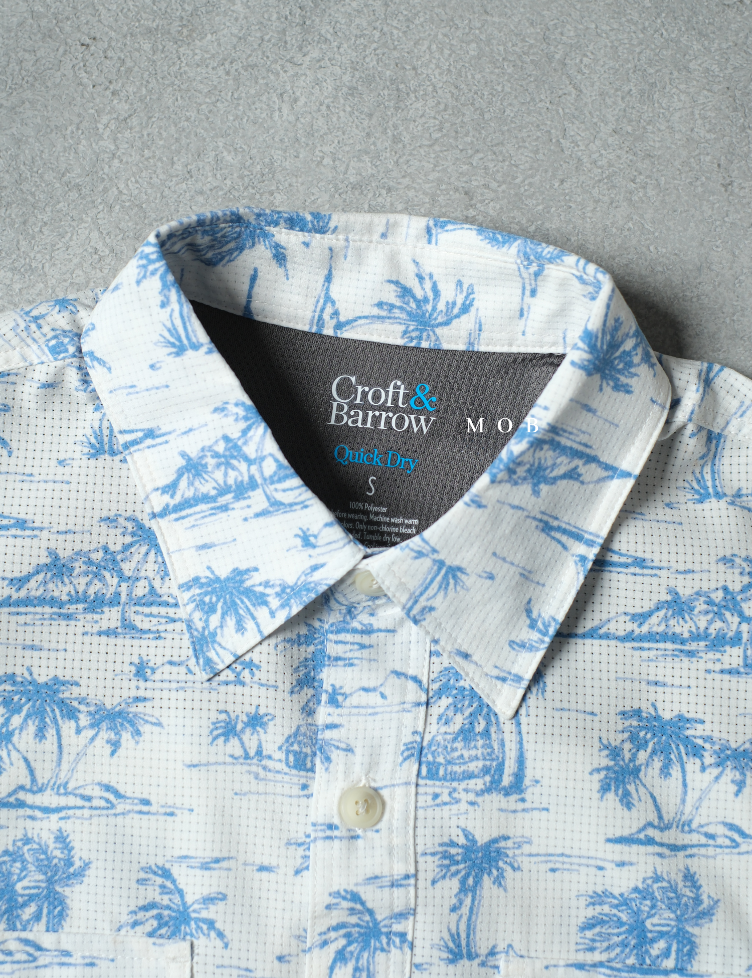 CNBSSS03003 Quick Dry Classic Fit SS Shirt Palm Tree White