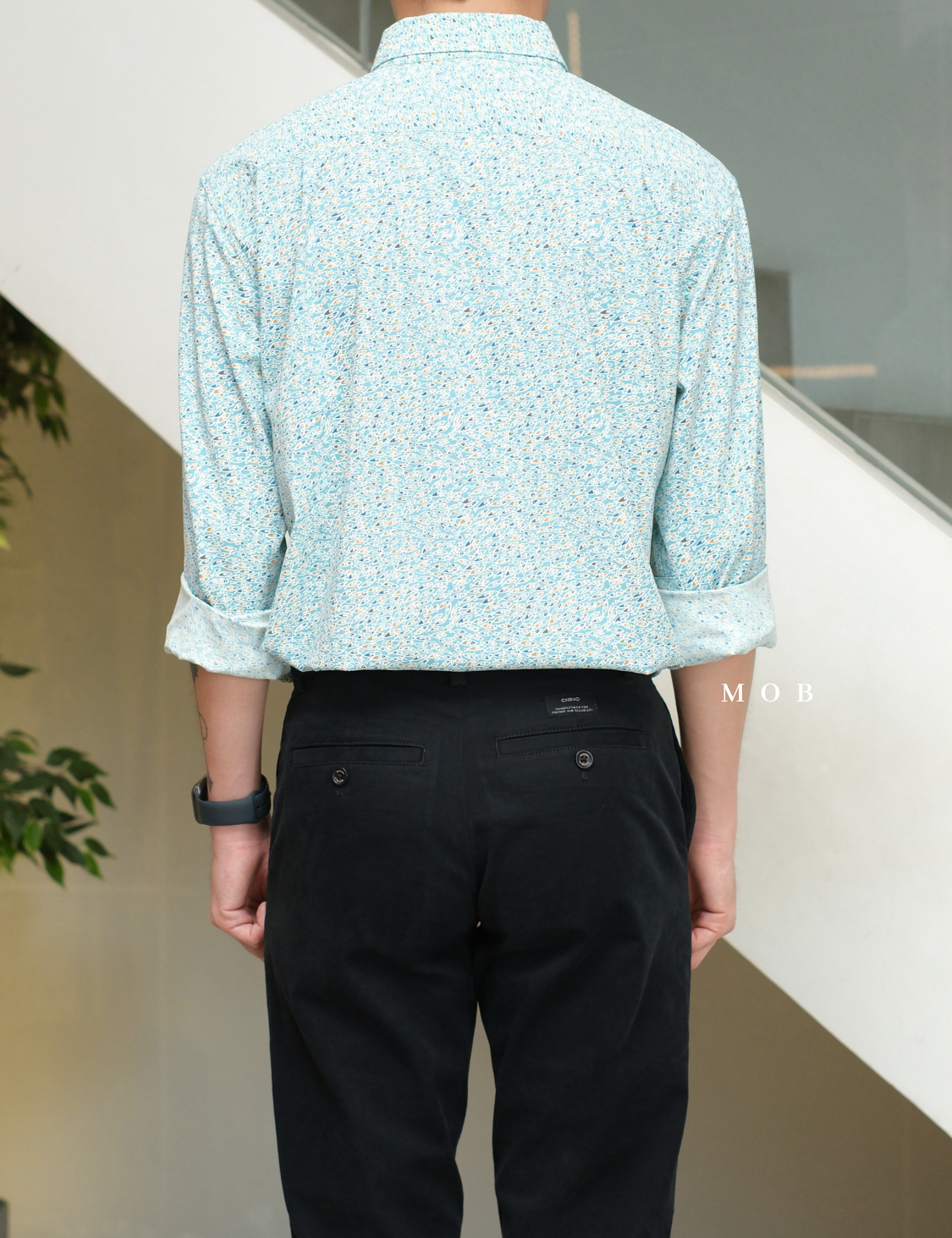 TORLSS01007A Printed LS Shirt Caleste Blue Fish