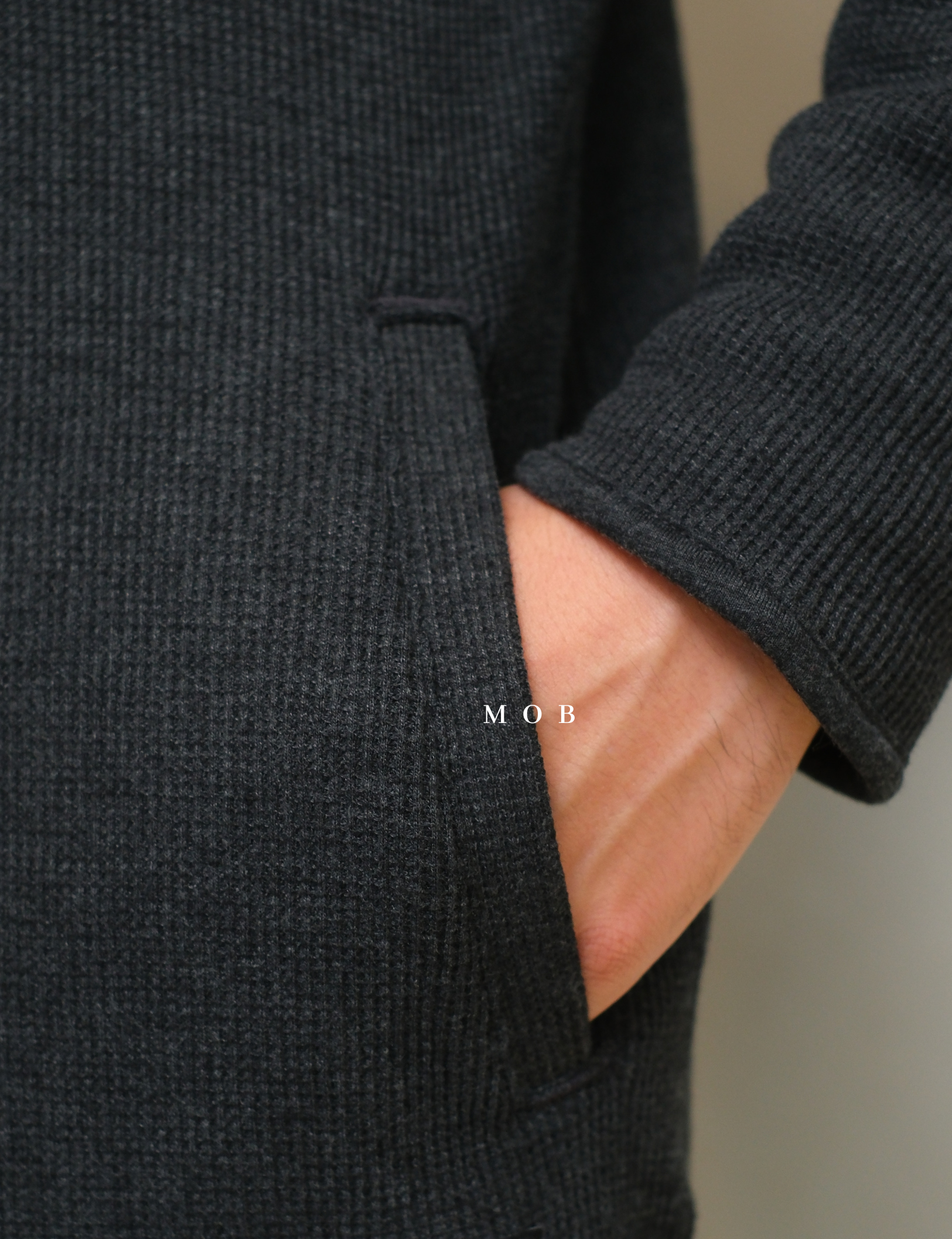 EBJ01003 Faux Shearling Lined Thermal Shirt Jacket Black Grey