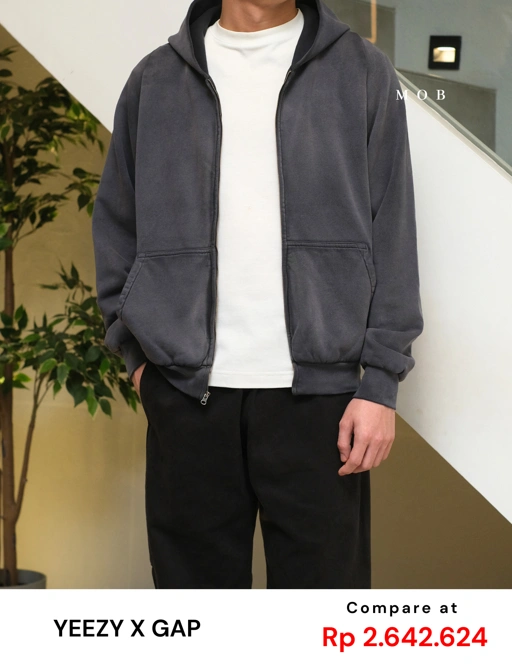 Image of [FAST PRE-ORDER] YZHOD03004 Yeezy x Gap Full Zipper Boxy Hoodie Poetic Black