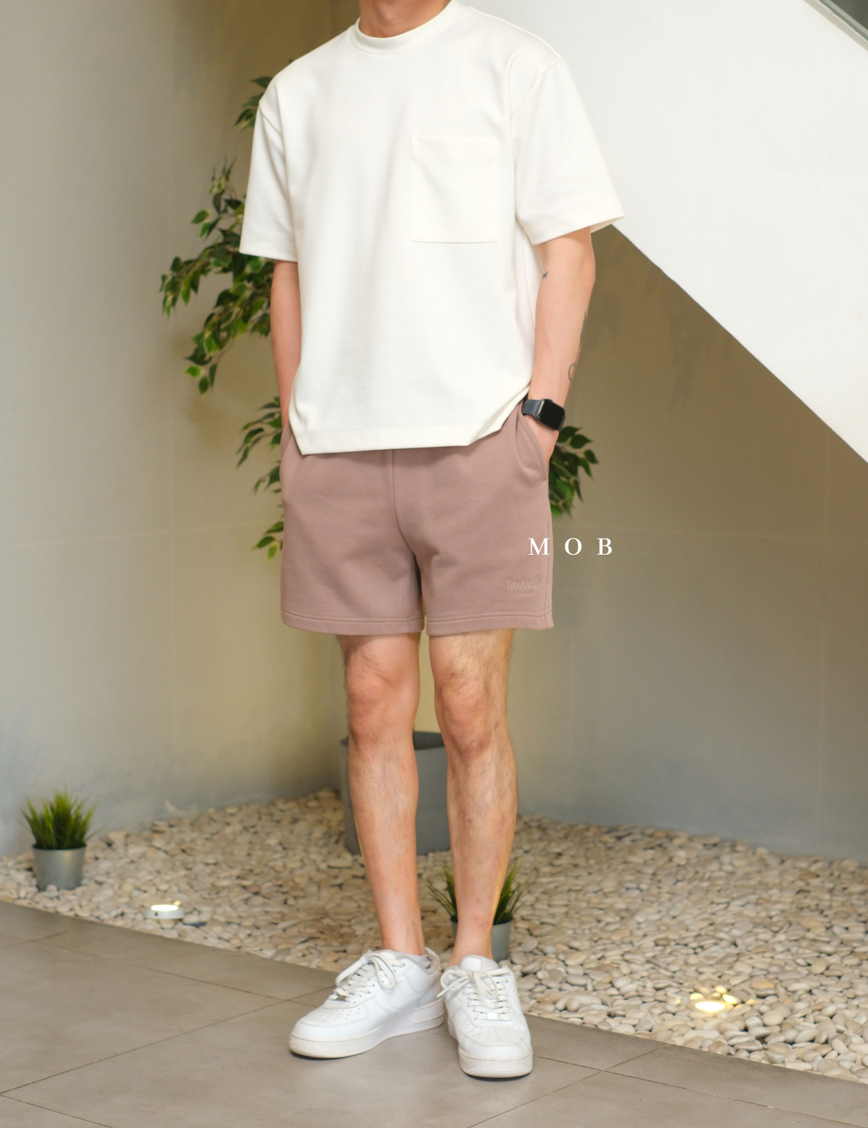 PTDSR01001G Basic Sweatshorts Brown