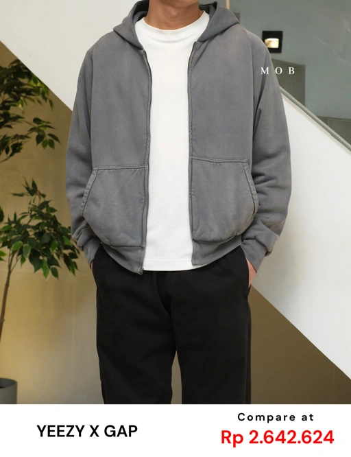 Image of [FAST PRE-ORDER] YZHOD03005 Yeezy x Gap Full Zipper Boxy Hoodie Poetic Grey