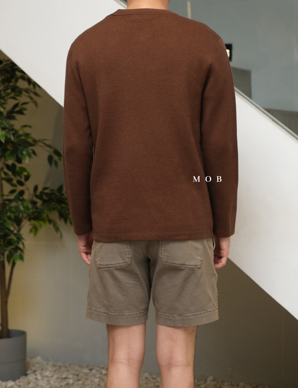 MSTSW01001 Basic Round Knit Sweatshirt Brown