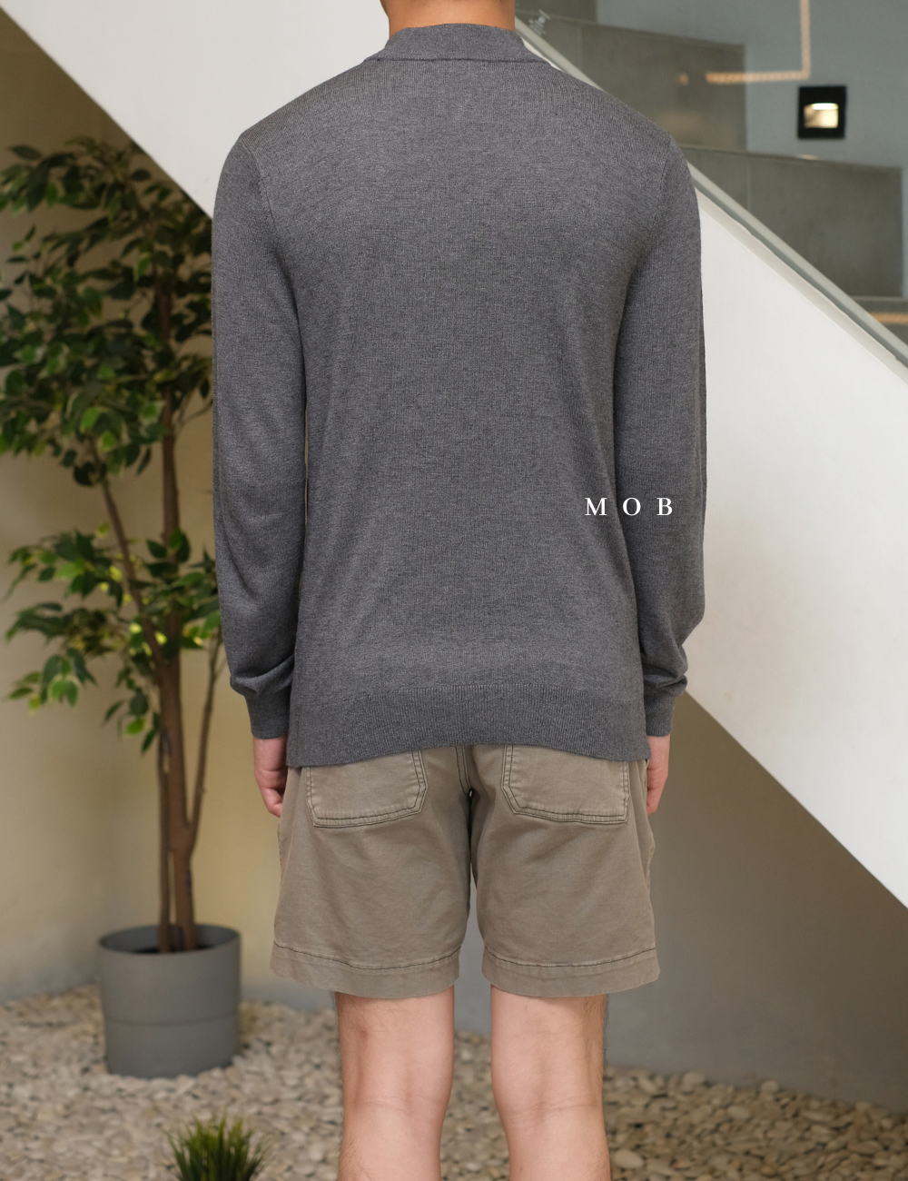 SPSW01001 Merino Wool Half-Neck Sweatshirt Light Grey