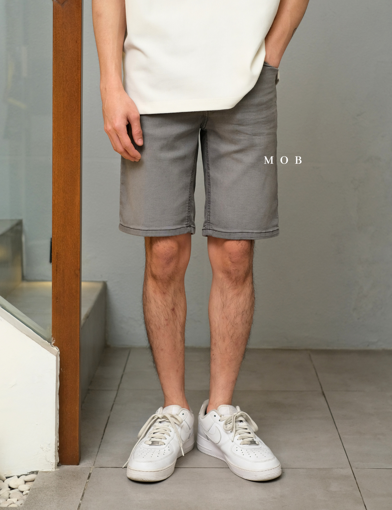 CASR01001 Active Denim Shorts Smoke Grey
