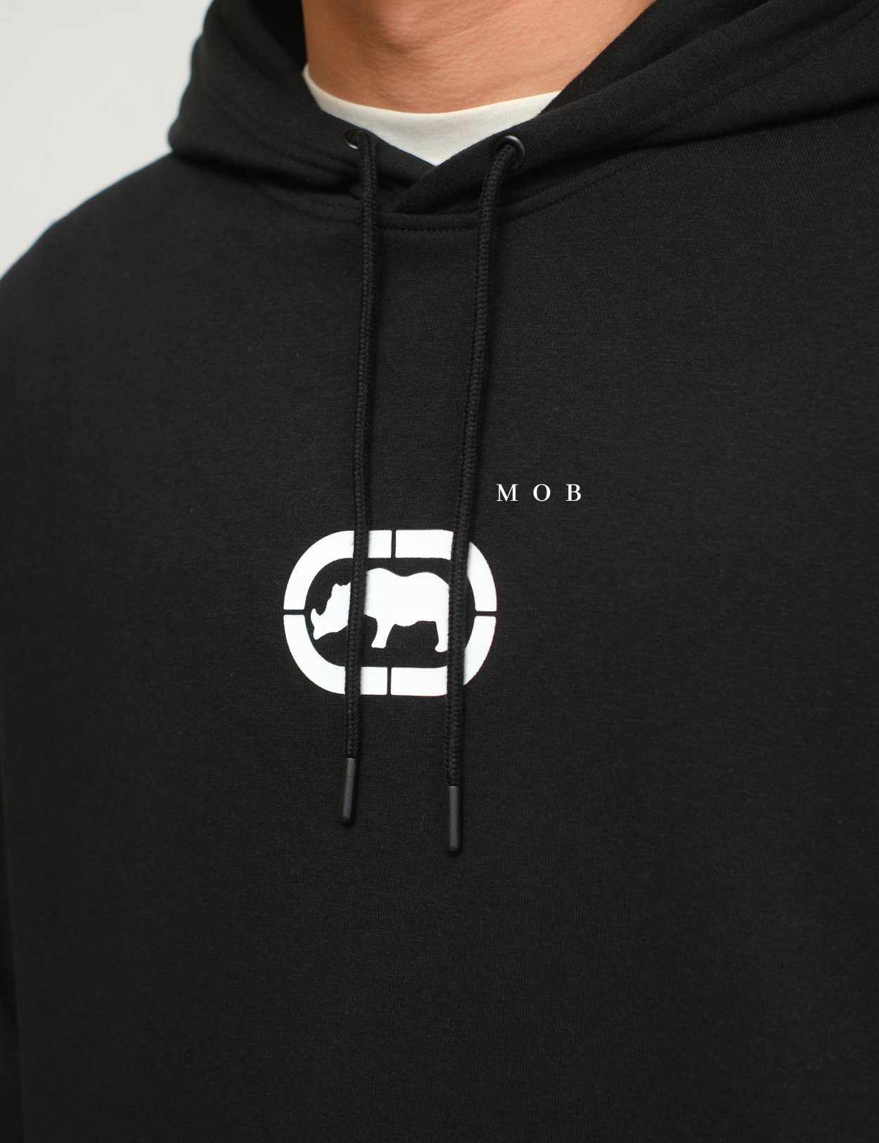 EKOHOD01001 Logo Panel Pullover Hoodie Black