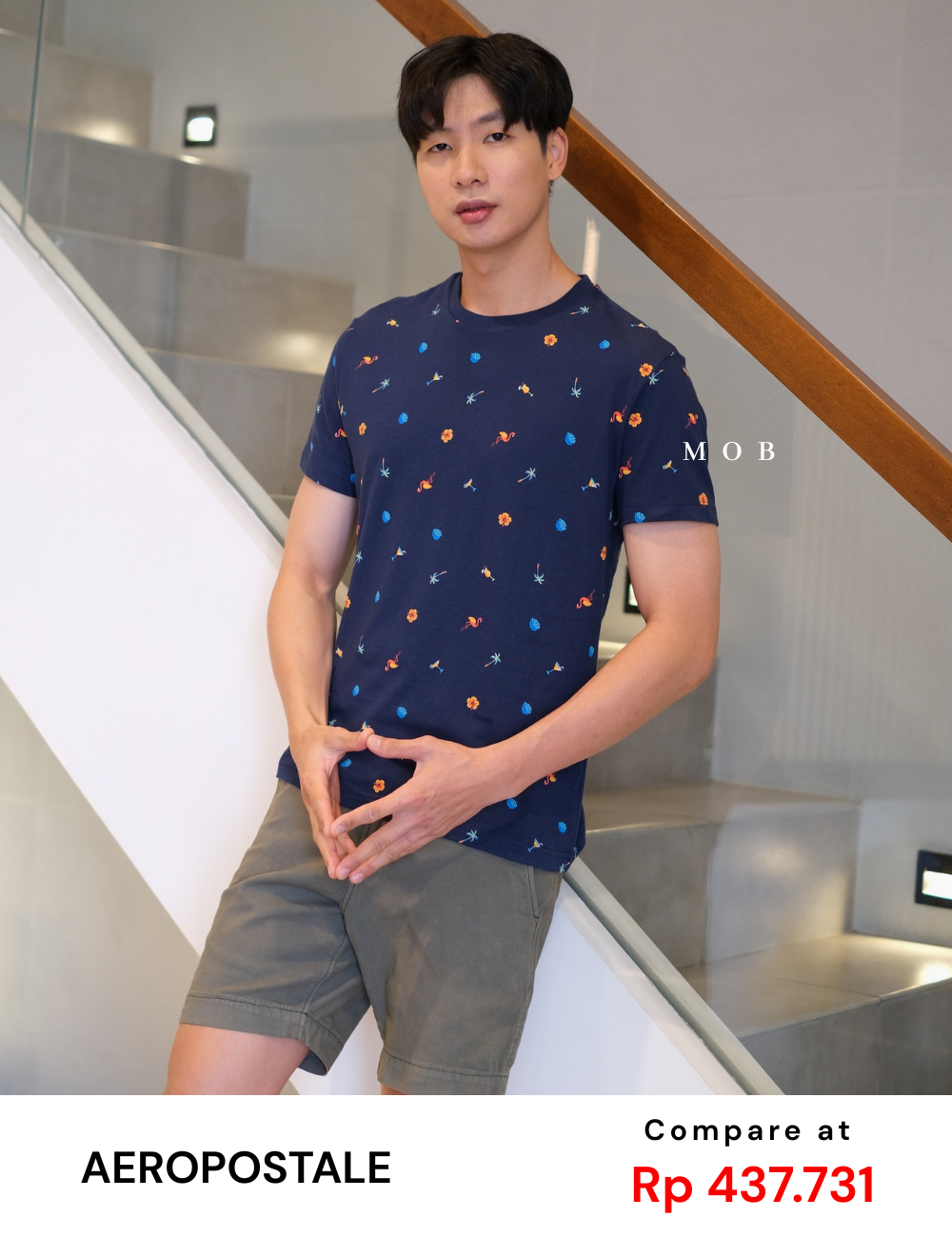 ARSST09001 Graphic Tee Tropical Navy