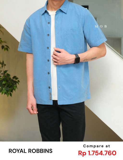 Image of RRBSSS01001F Desert Pucker Dry SS Shirt Blue
