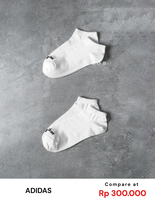 Image of ADDSSO01003A Thin Linear Low Cut Socks White (2 PASANG)