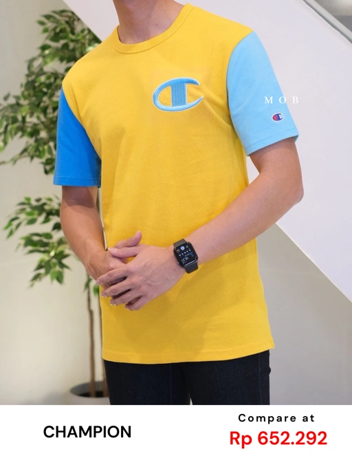 Image of CHMPSST1503 Heritage Tee Colorblock Gold Yellow