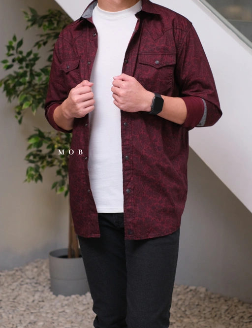 Image of CJLSS02003 Maroon Paisley LS Shirt