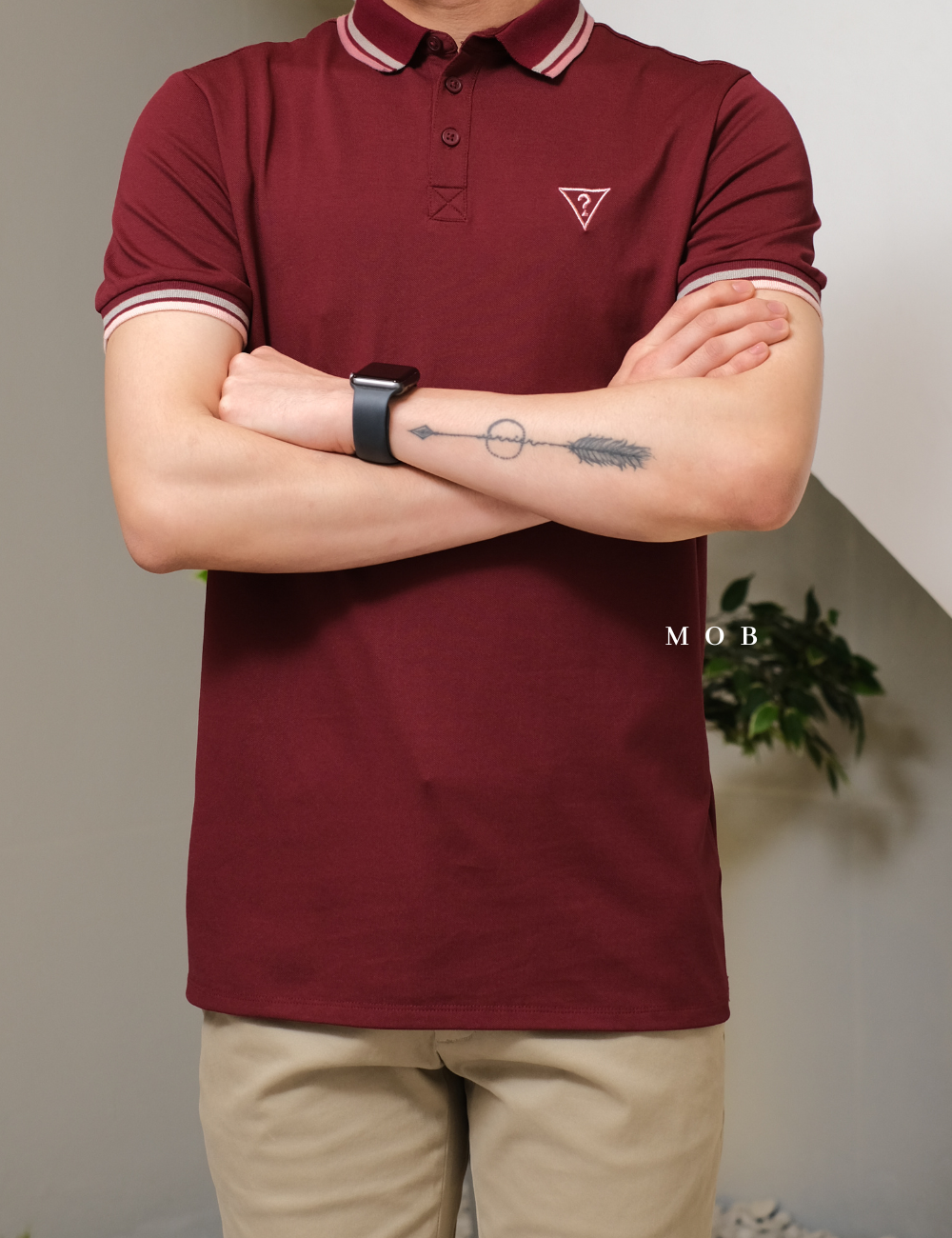 GSSPS01001G Pique Triangle Logo Polo Maroon