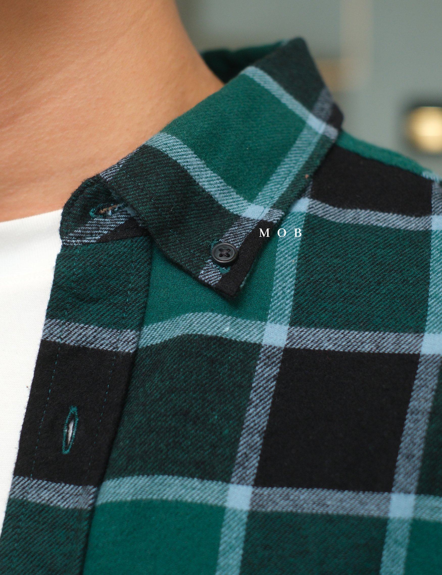 CNBLSS01001 Flannel LS Shirt Green Black Plaid