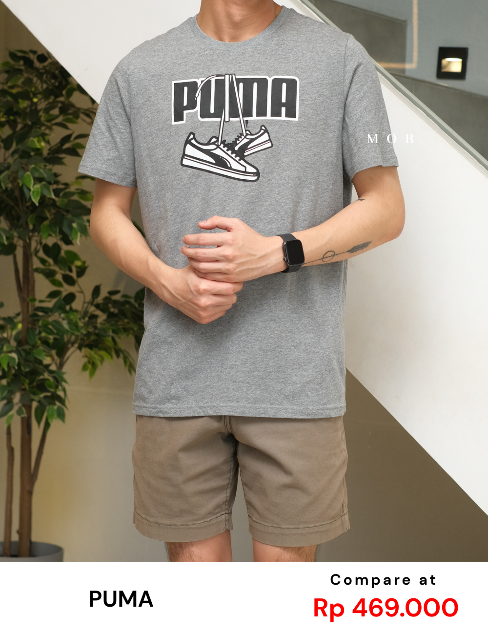 PMSST09026B Sneakers Hanging Series Logo SS Tee Grey 
