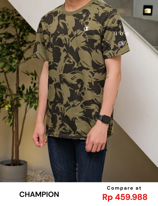 Image of CHMPSST2102A Brushstroke Camo SS Tee Olive Black