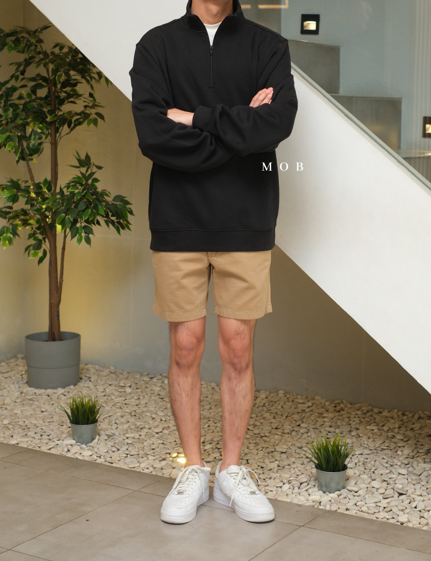 STSW05001C Basic 1/4 Zip Sweatshirt Black