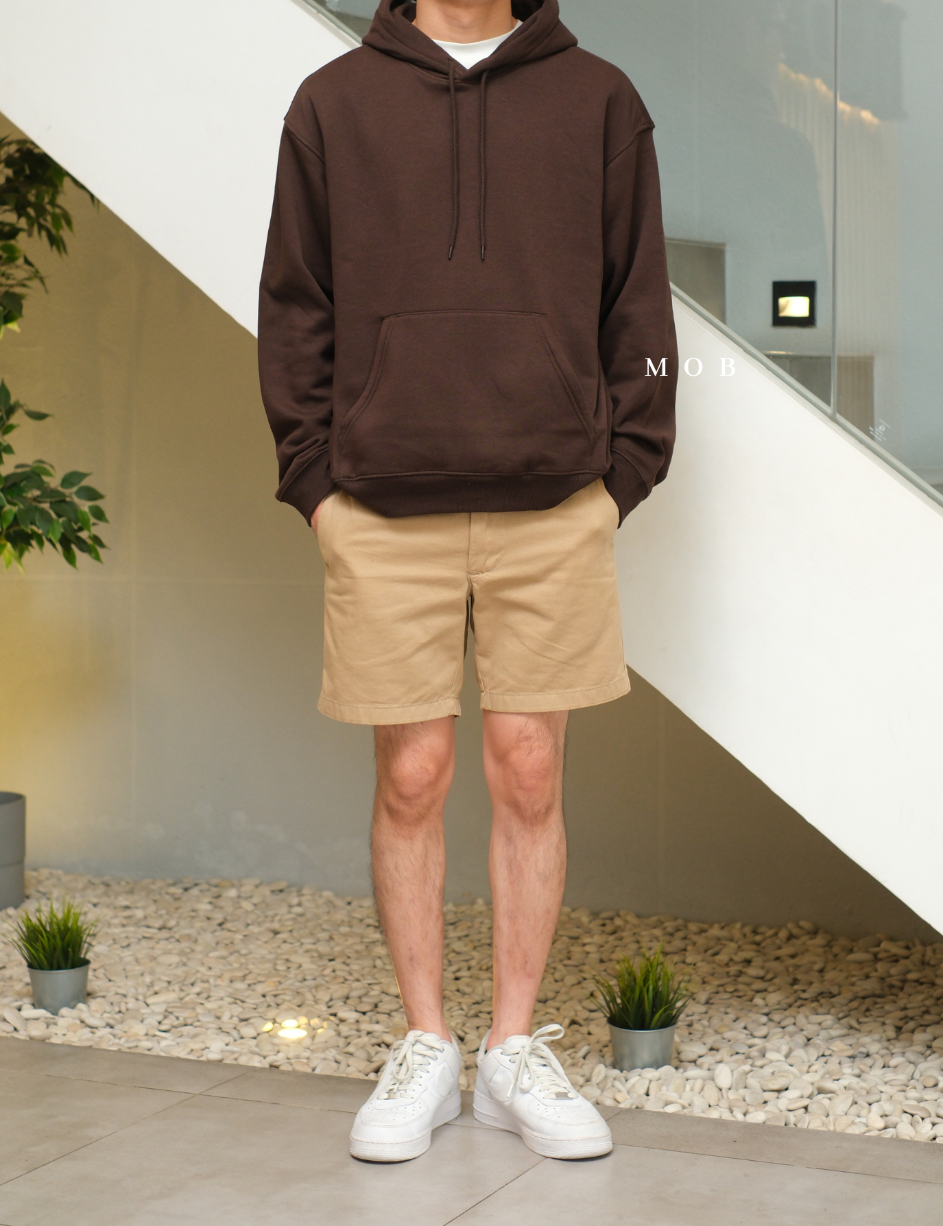 HMHOD03001E RELAXED FIT Pullover Hoodie Dark Choco