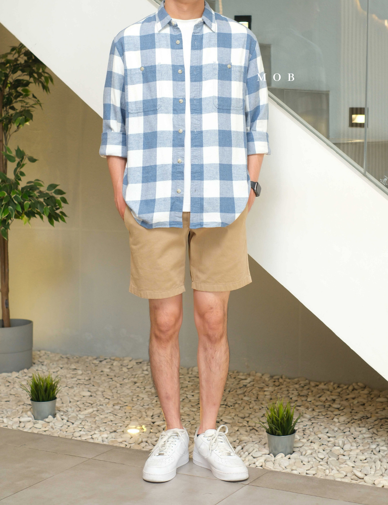 SNMLSS01005B Super Soft Flannel LS Shirt Blue White Plaid