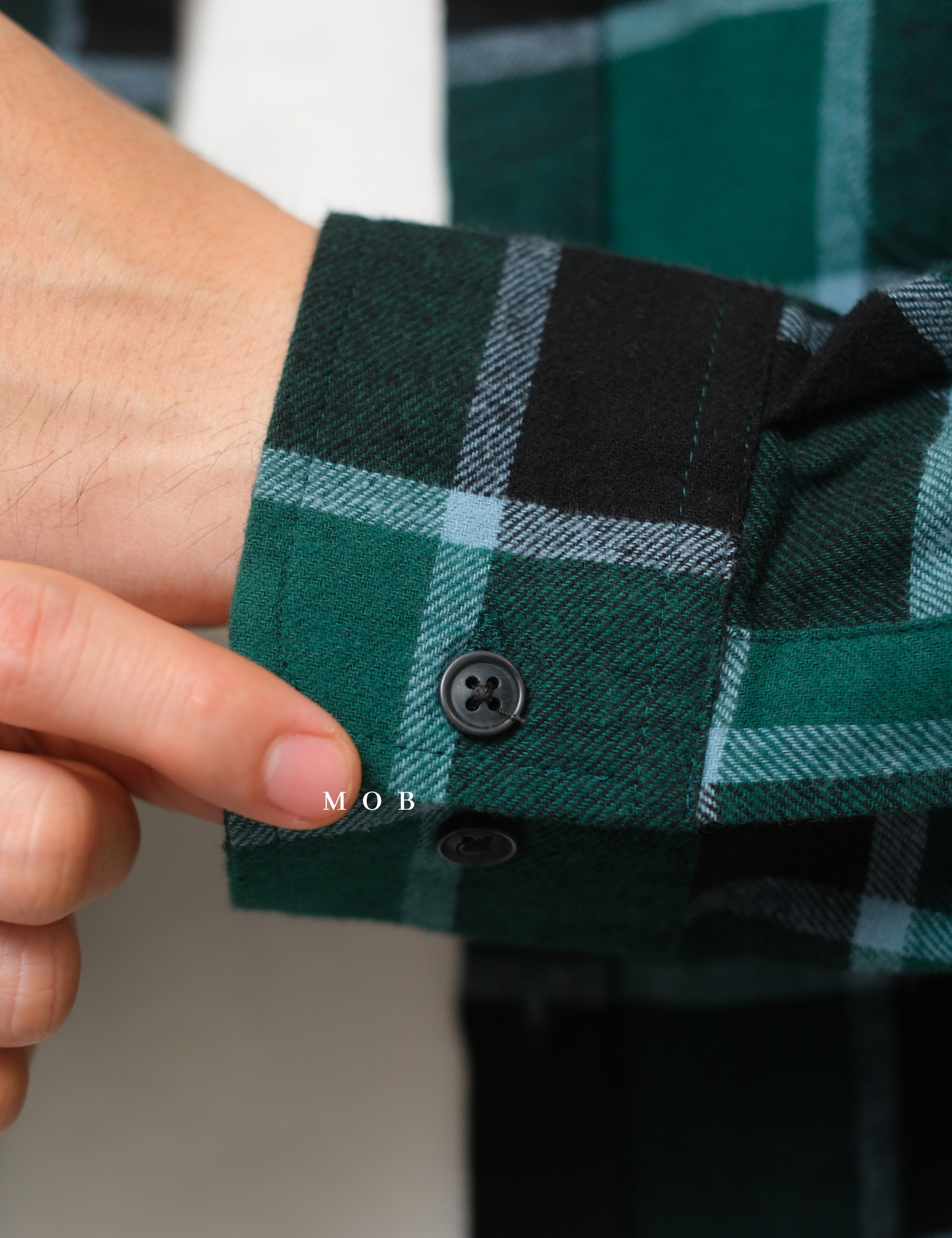 CNBLSS01001 Flannel LS Shirt Green Black Plaid