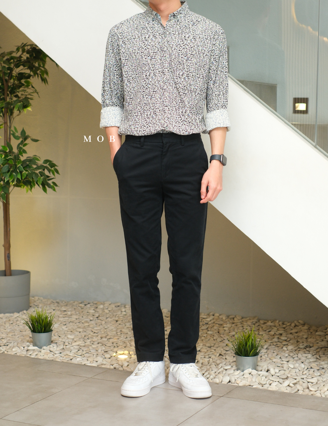 TORLSS01007B Printed LS Shirt Black Fish