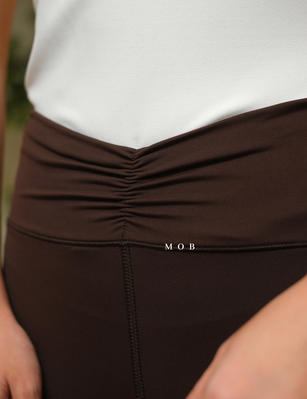 ARPT1403B Buttery Soft Cinch Waist Leggings Brown