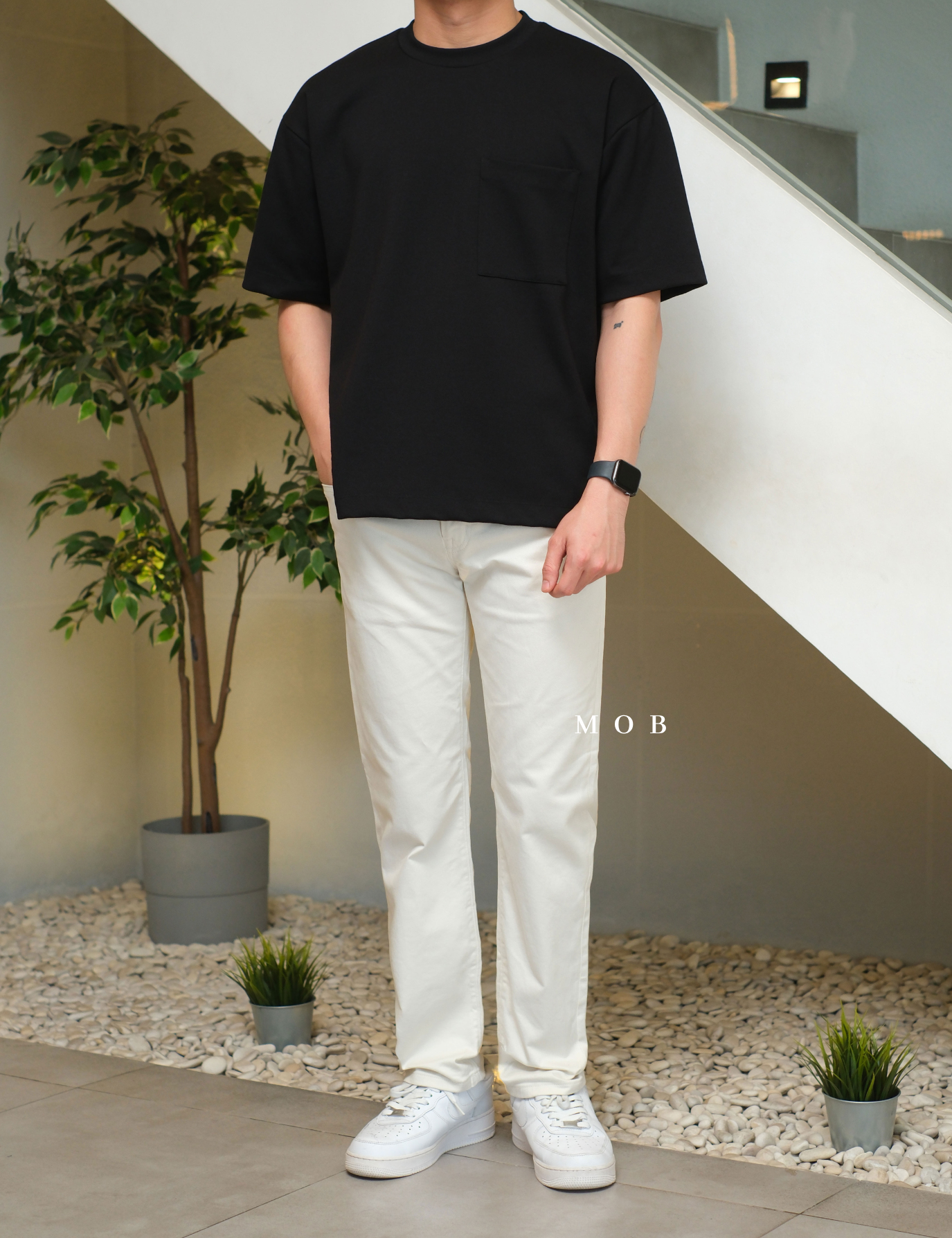GFPT04002 Comfort Slim Pants Off White
