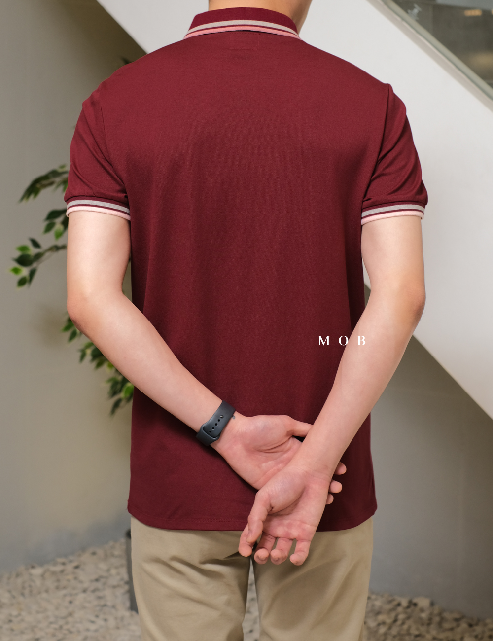 GSSPS01001G Pique Triangle Logo Polo Maroon
