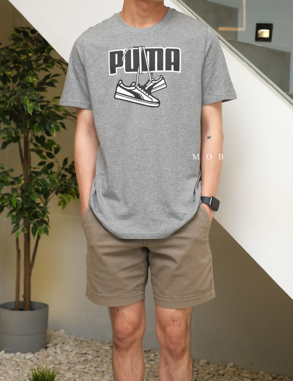 PMSST09026B Sneakers Hanging Series Logo SS Tee Grey 